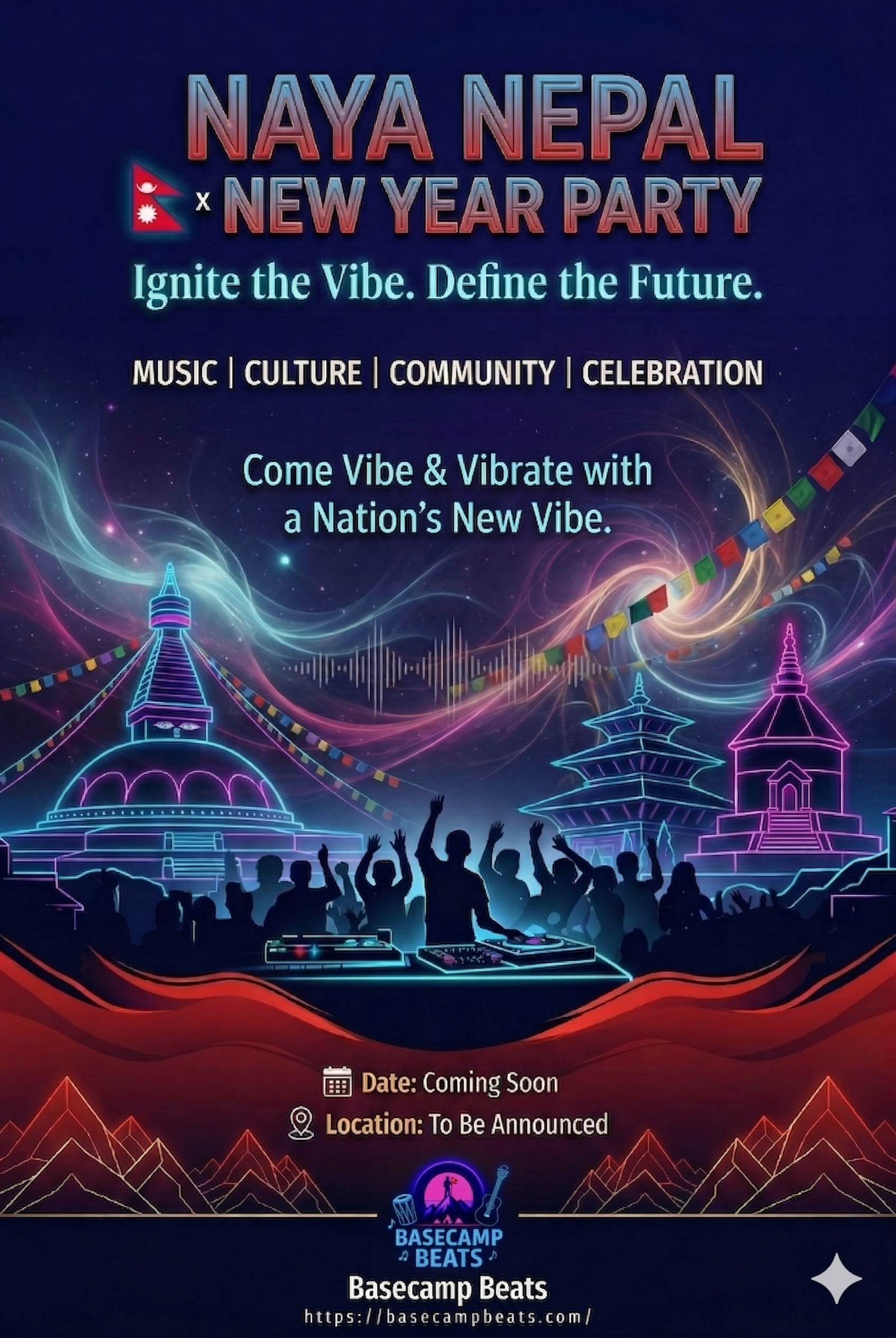Naya Nepal × New Year Party — Basecamp Beats event poster