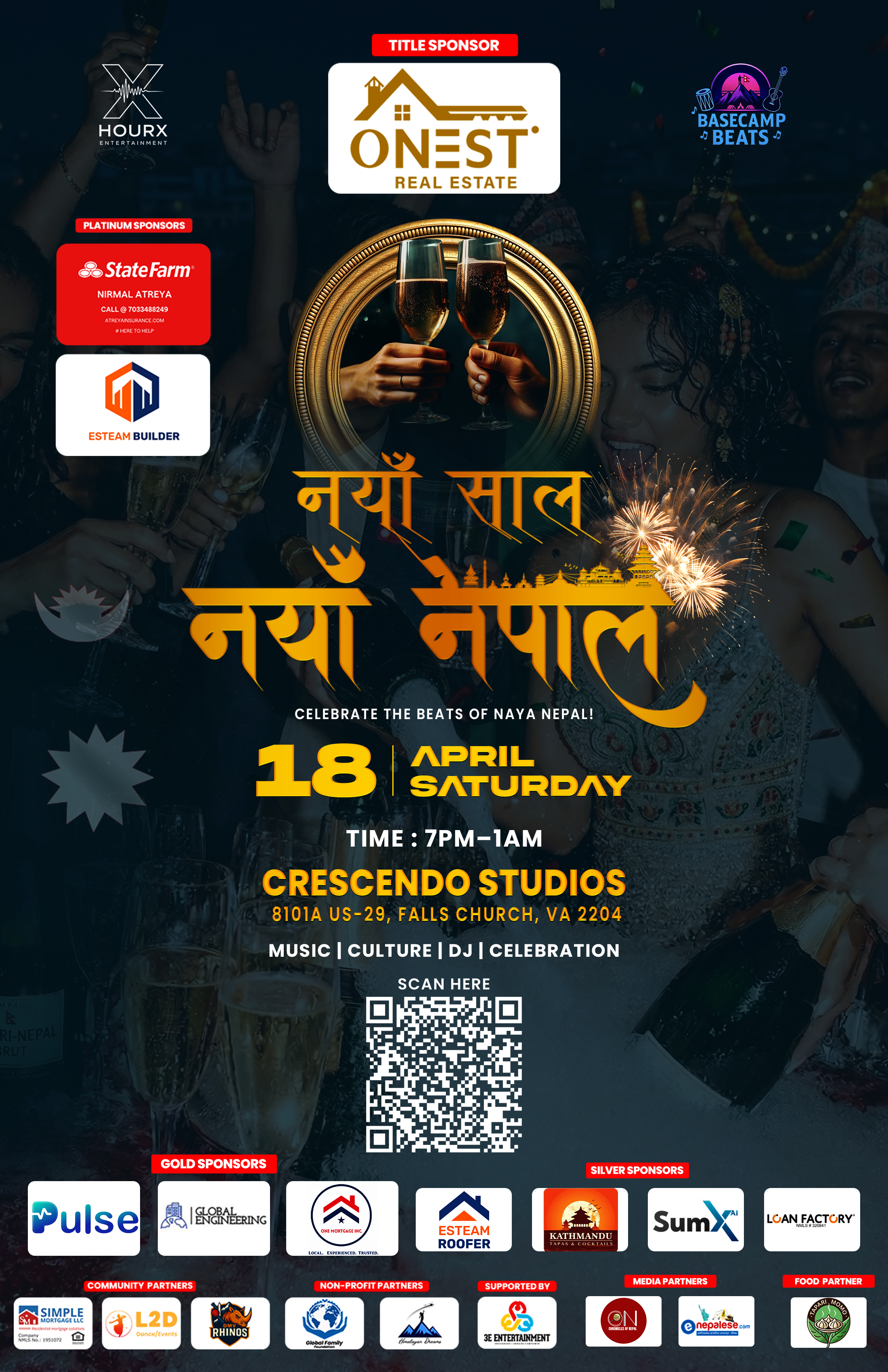 Naya Saal Naya Nepal — Basecamp Beats & HourX event poster